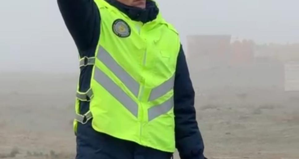 Қолайсыз ауа райында полицейлер дрон арқылы жол қауіпсіздігін бақылауда